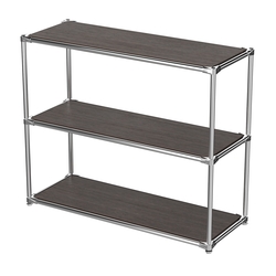 Хромированный стеллаж СТИЛЬ №2г с длинными полками под дерево, Дуб Венге