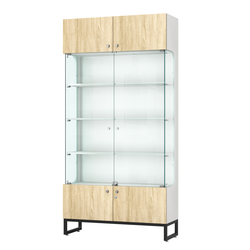 Витрина Монти №2, Белый + Дуб Сонома