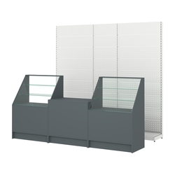 Комплект металлических стеллажей с перфорацией и прилавков ЭК-7, Темно-Серый