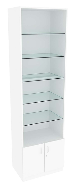 Витрина СЭСП-О №2-400 (З/C - ДВП) со стеклянными полками, Белый