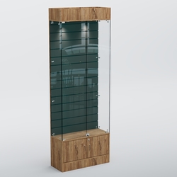 Витрина СЕТЬ №5 с экономпанелью, Дуб Канзас Коричнерый + черный