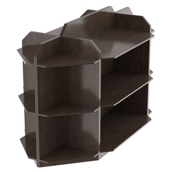 Торговый островной низкий стеллаж для обуви с тремя полками №1, Дуб Венге