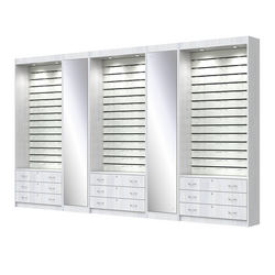 Комплект витрин под очки №11+1+11+1+11 (открытый доступ), Ясень Анкор светлый