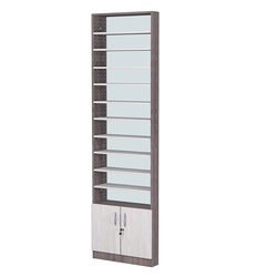 Стеллаж из ДСП с 10-ю полками 100x600 мм серии LEVEL-10 №1-2 (З/C - ЗЕРКАЛО), Ясень Анкор темный + Ясень Анкор светлый