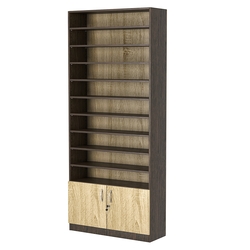 Стеллаж из ДСП с 9-ю полками 300x900 мм серии LEVEL-9 №12 (З/C - ДВП), Дуб Венге + Дуб Сонома