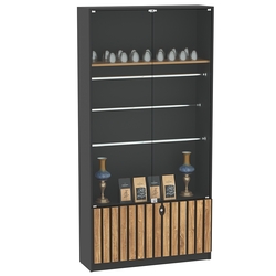 Витрина серии "Смок" №3, Черный + Дуб Канзас коричневый