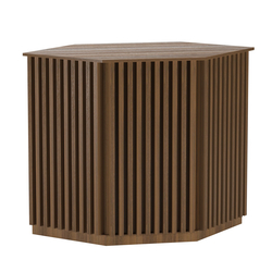 Торговый стол-прилавок шестигранный с планками серии ВЕРТИКАЛЬ №22, Орех