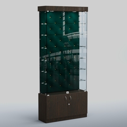 Высокая стеклянная витрина КАПИТОНЕ №31, Дуб Венге  + Велюр Tiffany 10 Dk. Green