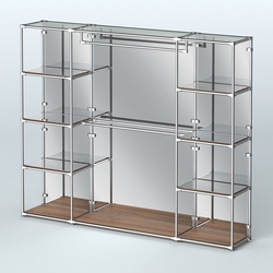 Торговая система ХРОМ (задняя стенка - зеркало) 3600 мм с зеркальными полками и поручнями №3, Орех