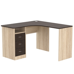 Стол угловой с ящиками СУ-01-Л (левосторонний), Дуб Сонома + Дуб Венге