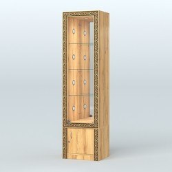 Витрина с декором и диодной подсветкой №ВБА-4С, Дуб Золотистый