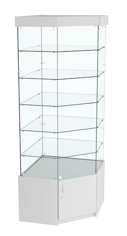 Витрина "Истра" угловая №913, пятигранная (задние стенки - стекло), Серый