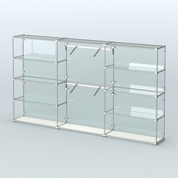 Торговая система ХРОМ (задняя стенка - стекло) 3600 мм с прозрачными полками и поручнями №6, Белый