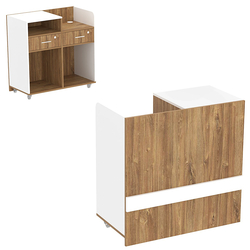 Прилавок кассовый БРИЗ №2 на колесах, Дуб Канзас коричневый + Белый