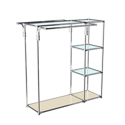 Хромированный стенд-вешало TD-42 №1-1 Хром (с прозрачными полками стекло 6мм), Крем Вайс