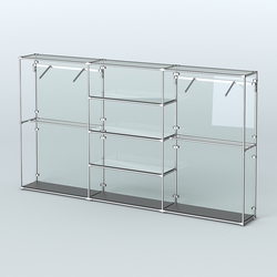 Торговая система ХРОМ (задняя стенка - стекло) 3600 мм с зеркальными полками и поручнями №10, Черный