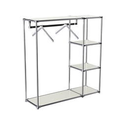 Хромированный стенд-вешало TD-43 №1-3 Хром с полками ДСП 16мм, Белый