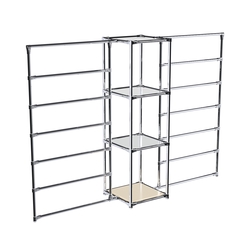 Хромированное вешало ГОРИЗОНТ №2-4 с зеркальными полками 4мм, Крем Вайс