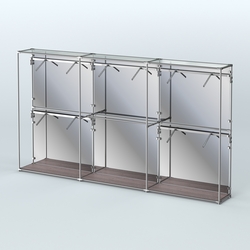 Торговая система ХРОМ (задняя стенка - зеркало) 3600 мм с поручнями №9, Ясень Анкор темный