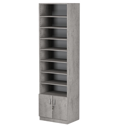 Стеллаж из ДСП с 8-ю полками 400x600 мм серии LEVEL-8 №7 (З/C - ДВП), Бетон Чикаго светло-серый F186 ST9