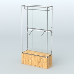 Торговая система ХРОМ (задняя стенка - стекло) 1200 мм №2-2 с тумбой Т-14 и поручнями, Дуб Золотистый