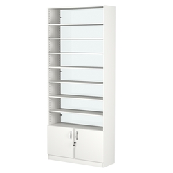 Стеллаж из ДСП с 8-ю полками 300x900 мм серии LEVEL-8 №12-1 (З/C - СТЕКЛО), Белый