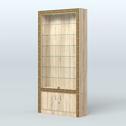 Витрина закрытая с декором №ВБА-31, Дуб сонома