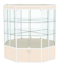 Витрина из профиля островная восьмигранная №1, Крем Вайс