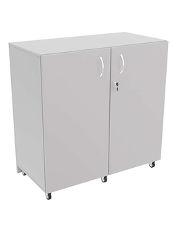 Прилавок Истра №120 прямоугольный с дверками на стальных колесах (закрытый), Серый