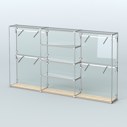 Торговая система ХРОМ (задняя стенка - стекло) 3600 мм с зеркальными полками и поручнями №5, Дуб Сонома