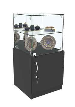 Торговый пристенный прилавок Зеркало с квадратными полками №110 (закрытый), Черный