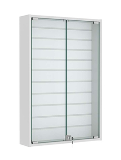 Витрина настенная №2-1Б с эконом панелью и стеклянными дверками, Серый