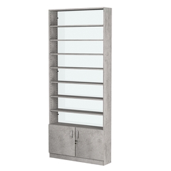 Стеллаж из ДСП с 8-ю полками 200x900 мм серии LEVEL-8 №10-1 (З/C - СТЕКЛО), Бетон Чикаго светло-серый F186 ST9