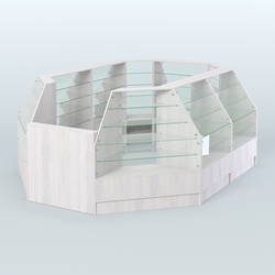 Низкий торговый остров серии Алмаз №2 средний, Ясень Анкор светлый