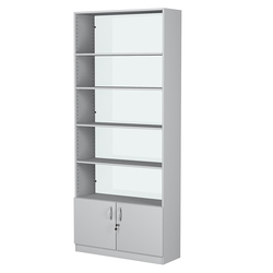 Стеллаж из ДСП с 4-мя полками 300x900 мм серии LEVEL-4 №12-1 (З/C - СТЕКЛО), Серый