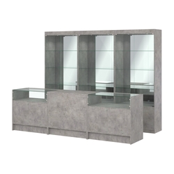 Комплект витрин ЭК-03 и прилавков ЭК-2, Бетон Чикаго светло-серый F186 ST9