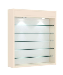 Витрина настенная №1-7Г открытая с пятью полками и верхним светом, Крем Вайс