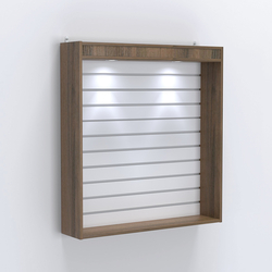 Витрина настенная №204-2В открытая с экономпанелью и верхней подсветкой, Орех