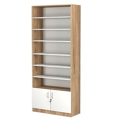 Стеллаж из ДСП с 6-ю полками 400x900 мм серии LEVEL-6 №14 (З/C - ДВП), Дуб Канзас коричневый + Белый