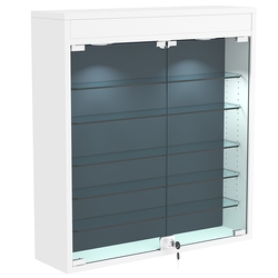 Настенная витрина с бархатом серии БАРОН №1-3А (пять полок), Белый + + 11 Blue