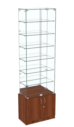 Узкая витрина с накопителем и зеркалом ИСТРА №34-600, Орех