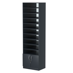 Стеллаж из ДСП с 10-ю полками 400x600 мм серии LEVEL-10 №7-2 (З/C - ЗЕРКАЛО), Антрацит