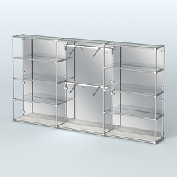 Торговая система ХРОМ (задняя стенка - зеркало) 3600 мм с зеркальными полками и поручнями №6, Метрополитан Грей