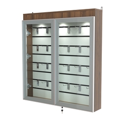 Витрина настенная №4-2Б закрытая с экономпанелью и фризом серии Collecto, Орех