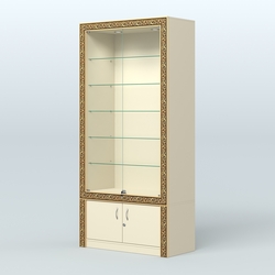 Витрина прямоугольная с декором №ВБА-501, Крем Вайс