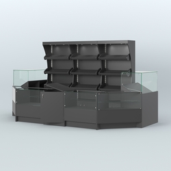 Пристенный павильон с недорогими прилавками для выкладки хлеба и выпечки №3, Черный