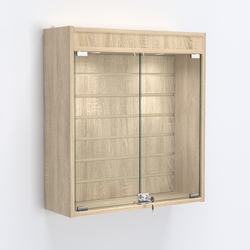 Витрина настенная №201-2Б с эконом панелью и фризом, Дуб Сонома