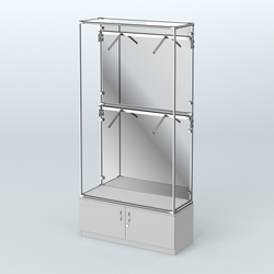 Торговая система ХРОМ (задняя стенка - зеркало) 1200 мм №3-4 с тумбой Т-21 и поручнями, Серый