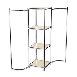 Хромированное вешало ВОЛНА №1-3 с полками ДСП 16мм, Крем Вайс