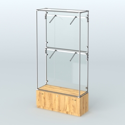 Торговая система ХРОМ (задняя стенка - стекло) 1200 мм №3-1 с тумбой Т-11 и поручнями, Дуб Золотистый